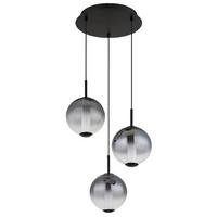 Led-hängeleuchte Lacy Grau Schwarz Weiß D: 38 Cm - Schwarz/Weiß, KONVENTIONELL, Glas/Kunststoff (38/120cm) - Globo