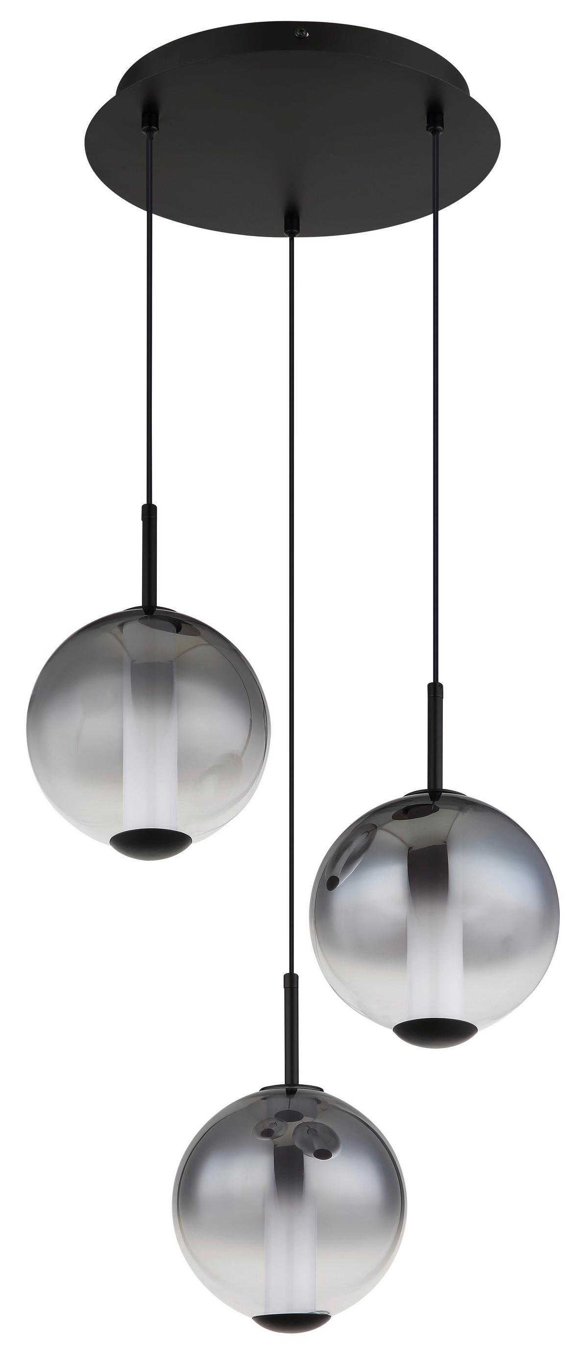 Led-hängeleuchte Lacy Grau Schwarz Weiß D: 38 Cm - Schwarz/Weiß, KONVENTIONELL, Glas/Kunststoff (38/120cm) - Globo