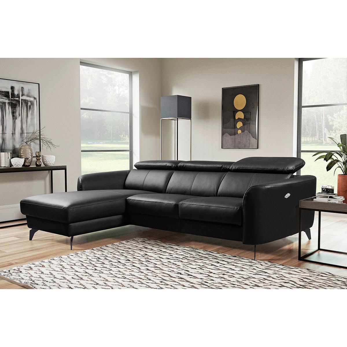 Ecksofa Berne Schwarz S: 183x261 Cm - Schwarz, Design, Leder/Textil (183/261cm) - Livetastic