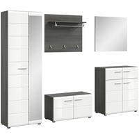 Garderobe Salsa - Weiß Hochglanz, Design, Glas/Holzwerkstoff (250/192/37cm) - MID.YOU