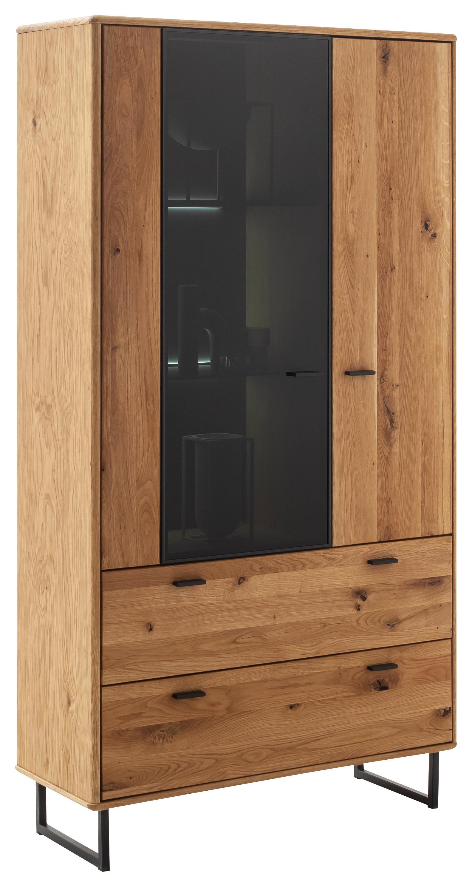 Vitrine Arezzo Wildeiche/Anthrazit B: 100 cm - Wildeiche/Anthrazit, Design, Glas/Holz (100/186/37cm) - MID.YOU