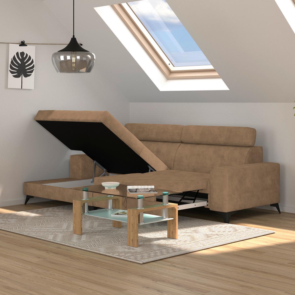 Wohnlandschaft Florida - Beige, MODERN, Holz/Holzwerkstoff (175/275cm)