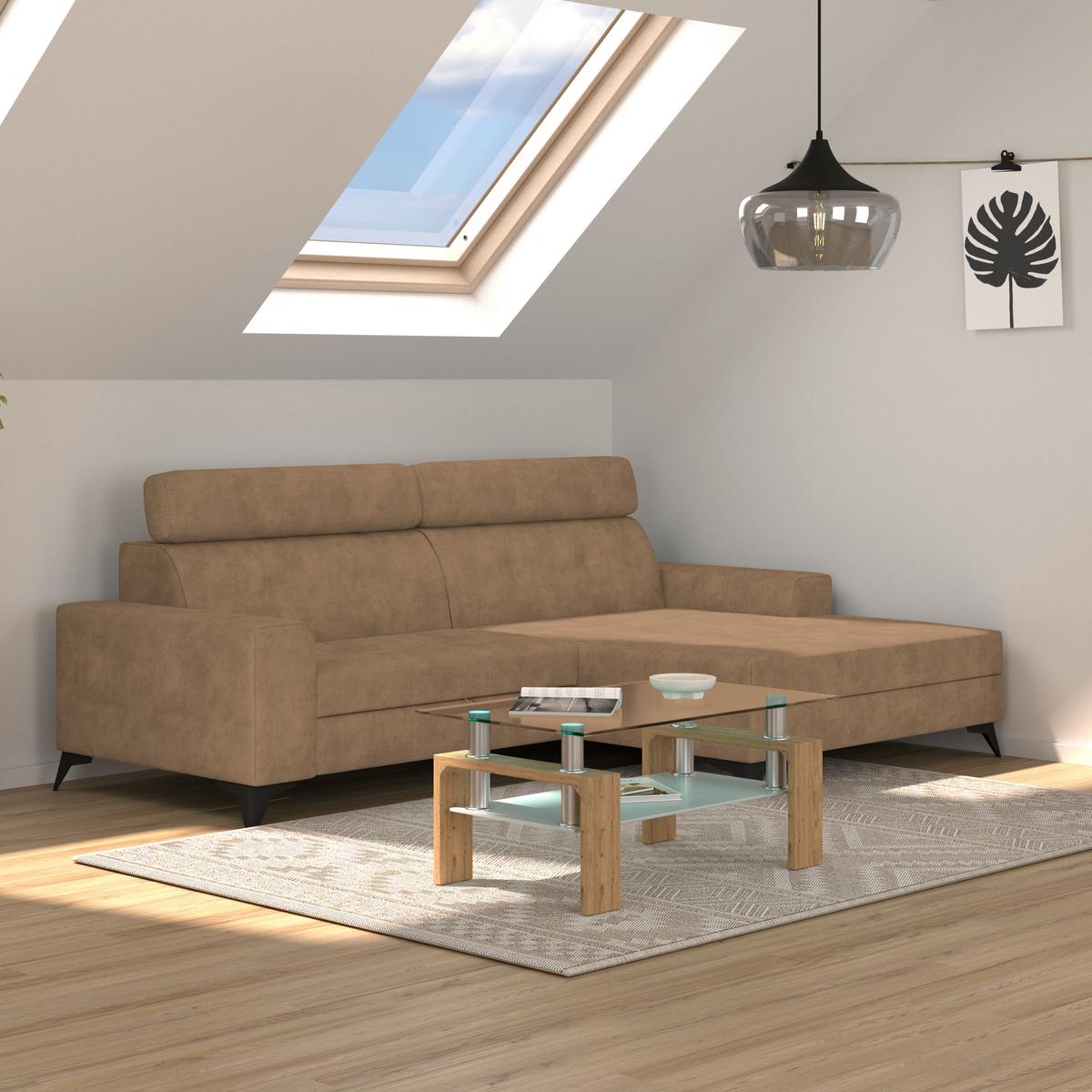 Wohnlandschaft Florida - Beige/Schwarz, MODERN, Holz/Holzwerkstoff (275/175cm)