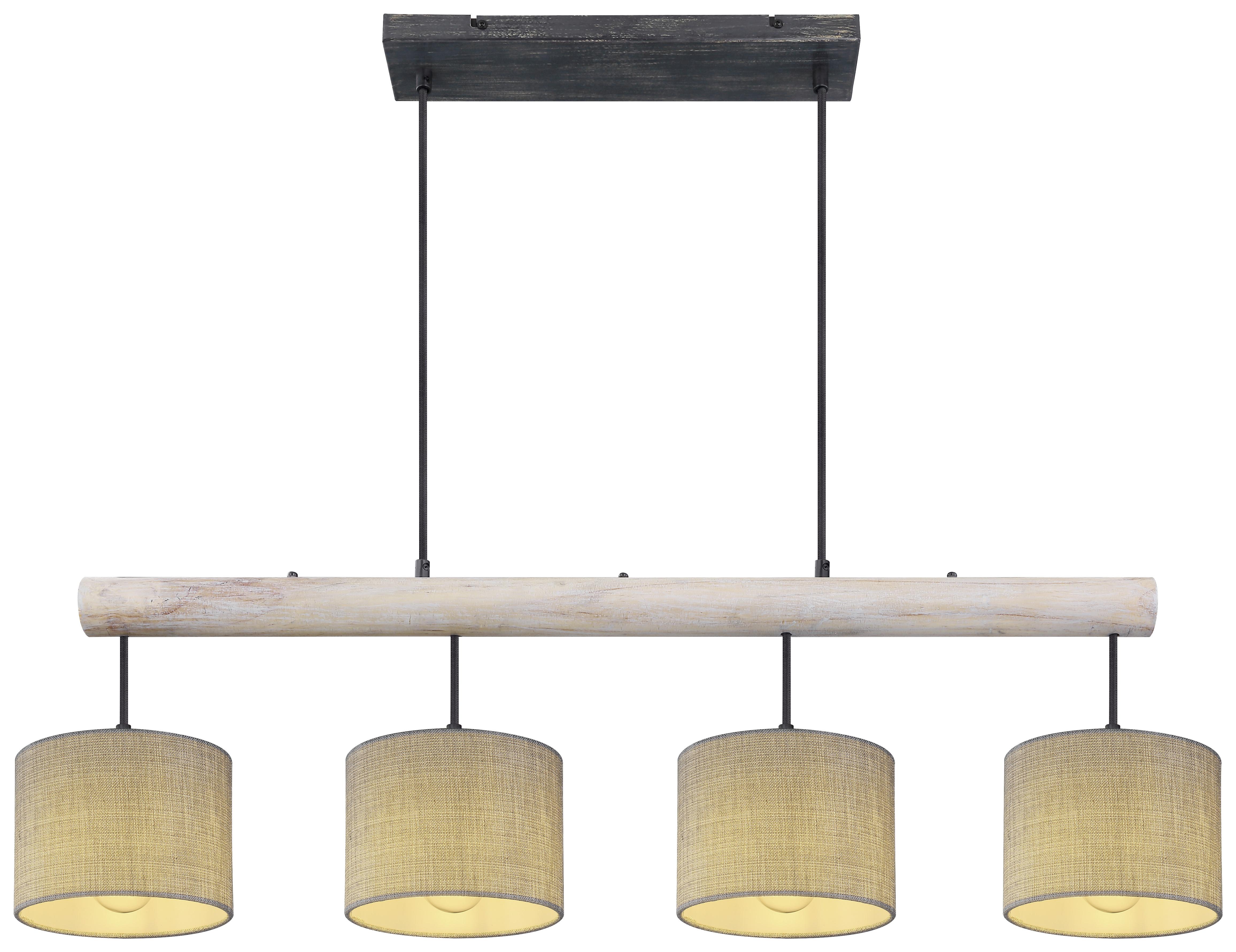 Hängeleuchte Roger H: 120 cm 4-Flammig, Holz/Textil