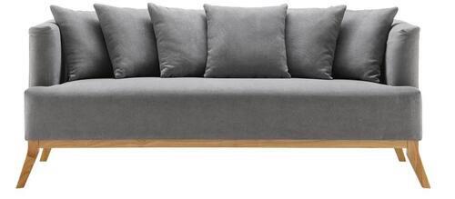 Třímístná pohovka s polštáři Mina šedá - šedá, Moderní, dřevo/textil (190/78/81cm) - Modern Living