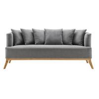 Trojmiestna pohovka s vankúšmi Mina sivá - sivá, Modern, drevo/textil (190/78/81cm) - Modern Living