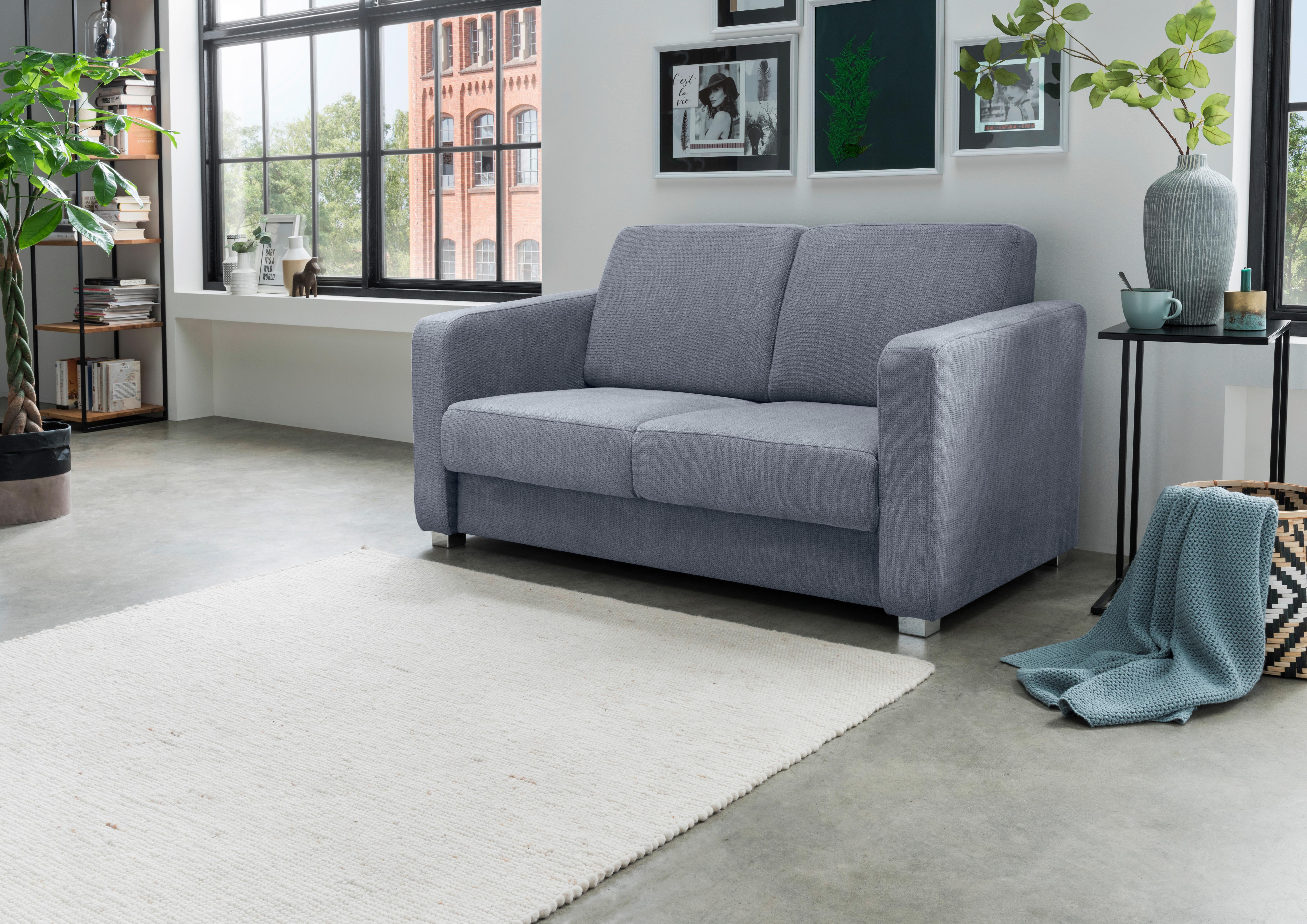Schlafsofa Mia, Hellblau B: 159 Cm - Chromfarben/Hellblau, Basics, Textil (159/88/87cm) - Livetastic