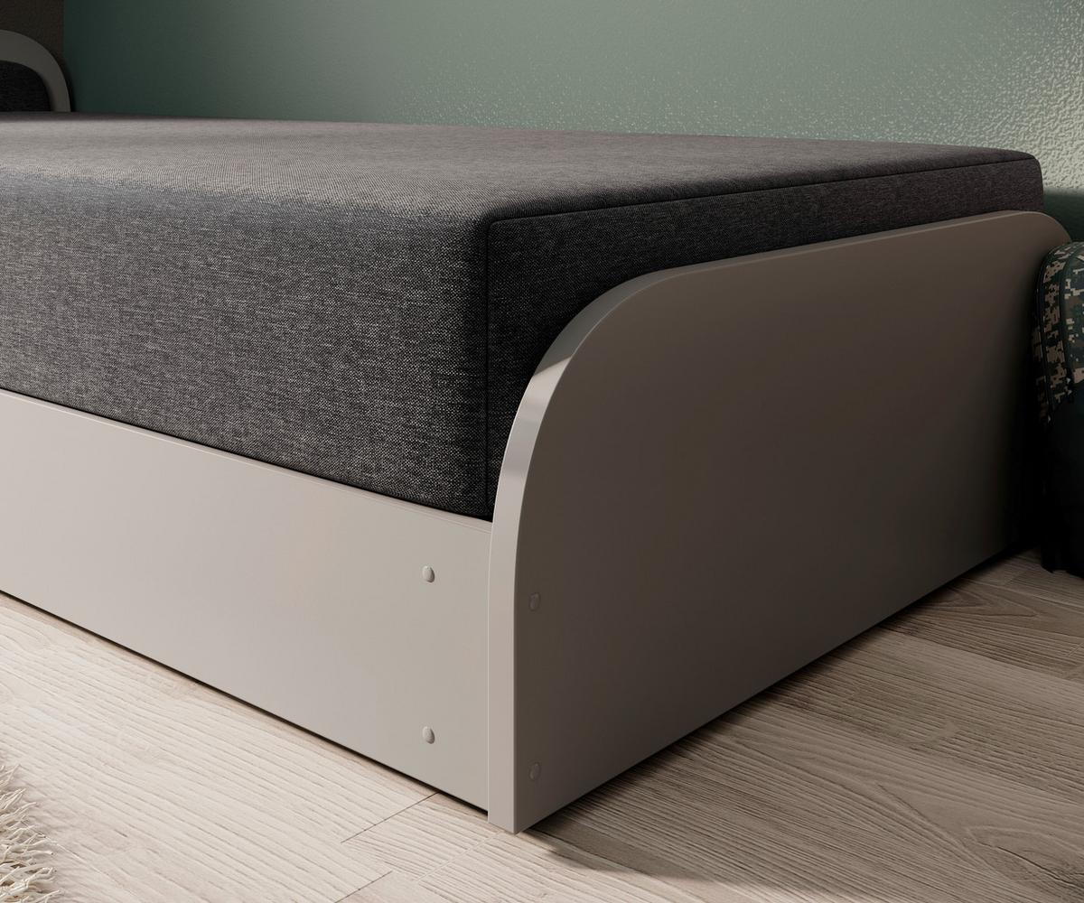 Bett Parys Right Grau Lf: 80x190 Cm - Hellgrau/Schwarz, MODERN, Holz/Textil (80/190cm) - MID.YOU