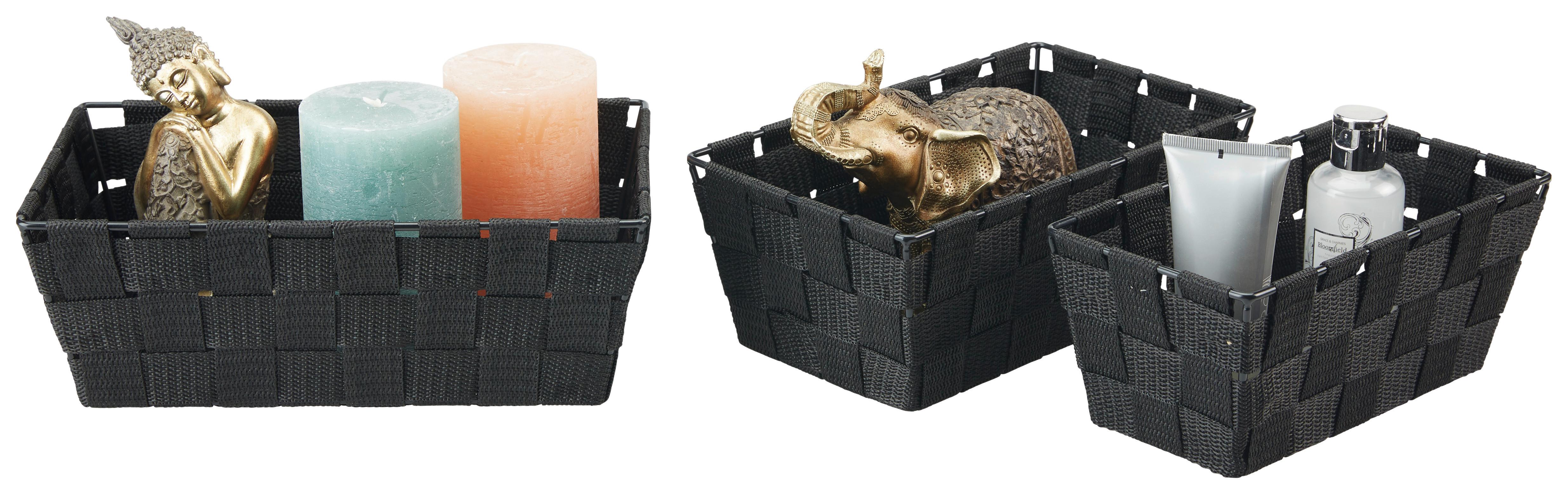 Aufbewahrungskorb Gesa 3-Teilig. Schwarz Geflochten