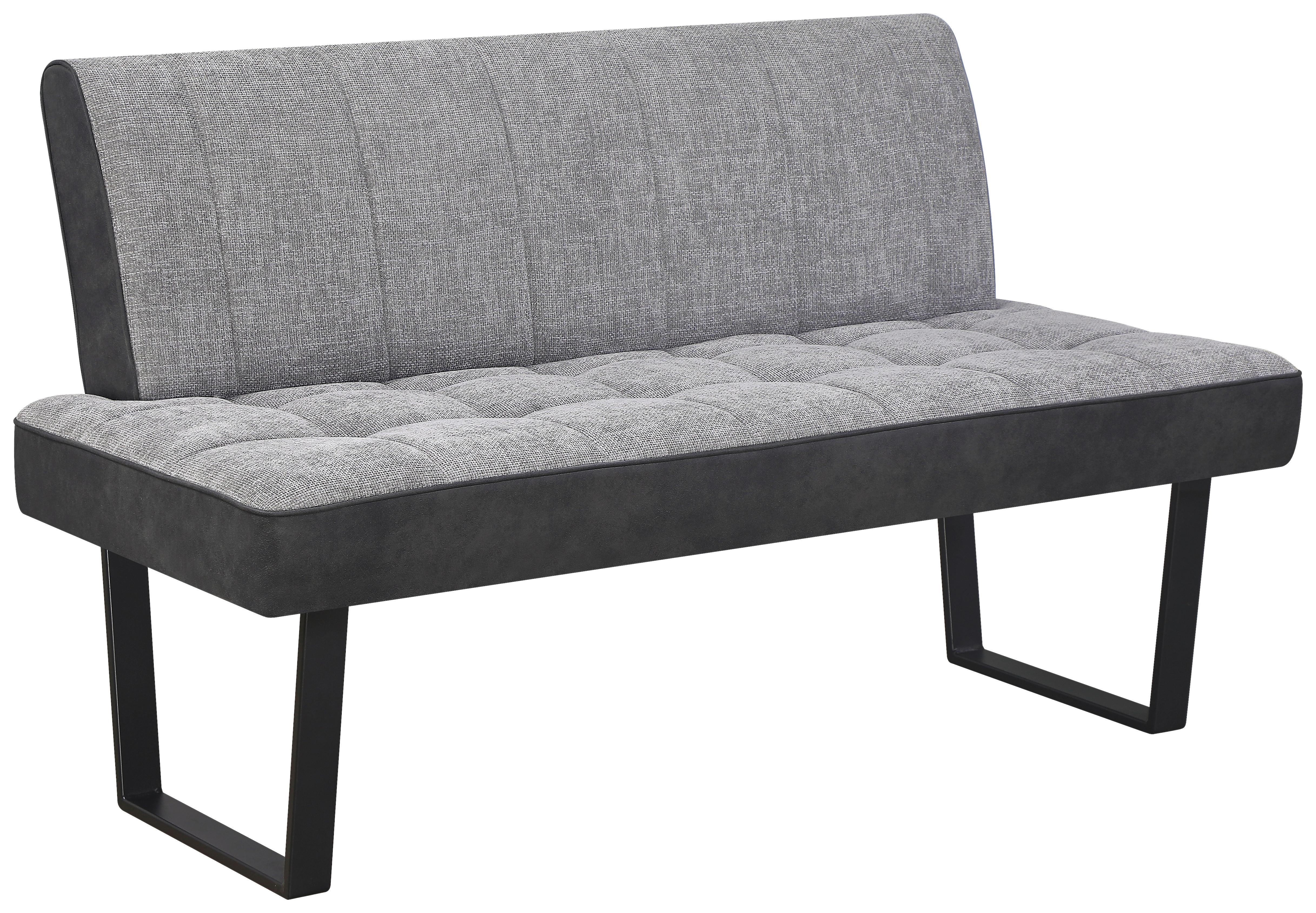 Sitzbank Pag - Hellgrau/Schwarz, KONVENTIONELL, Textil/Metall (140/86/70cm) - MID.YOU