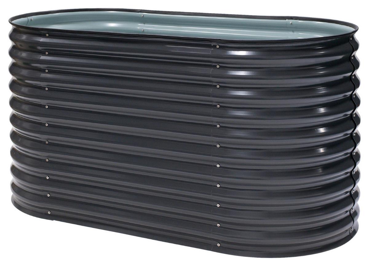 Vyvýšený záhon oval, 160cm - antracitová, Basics, kov (160/82/80cm)