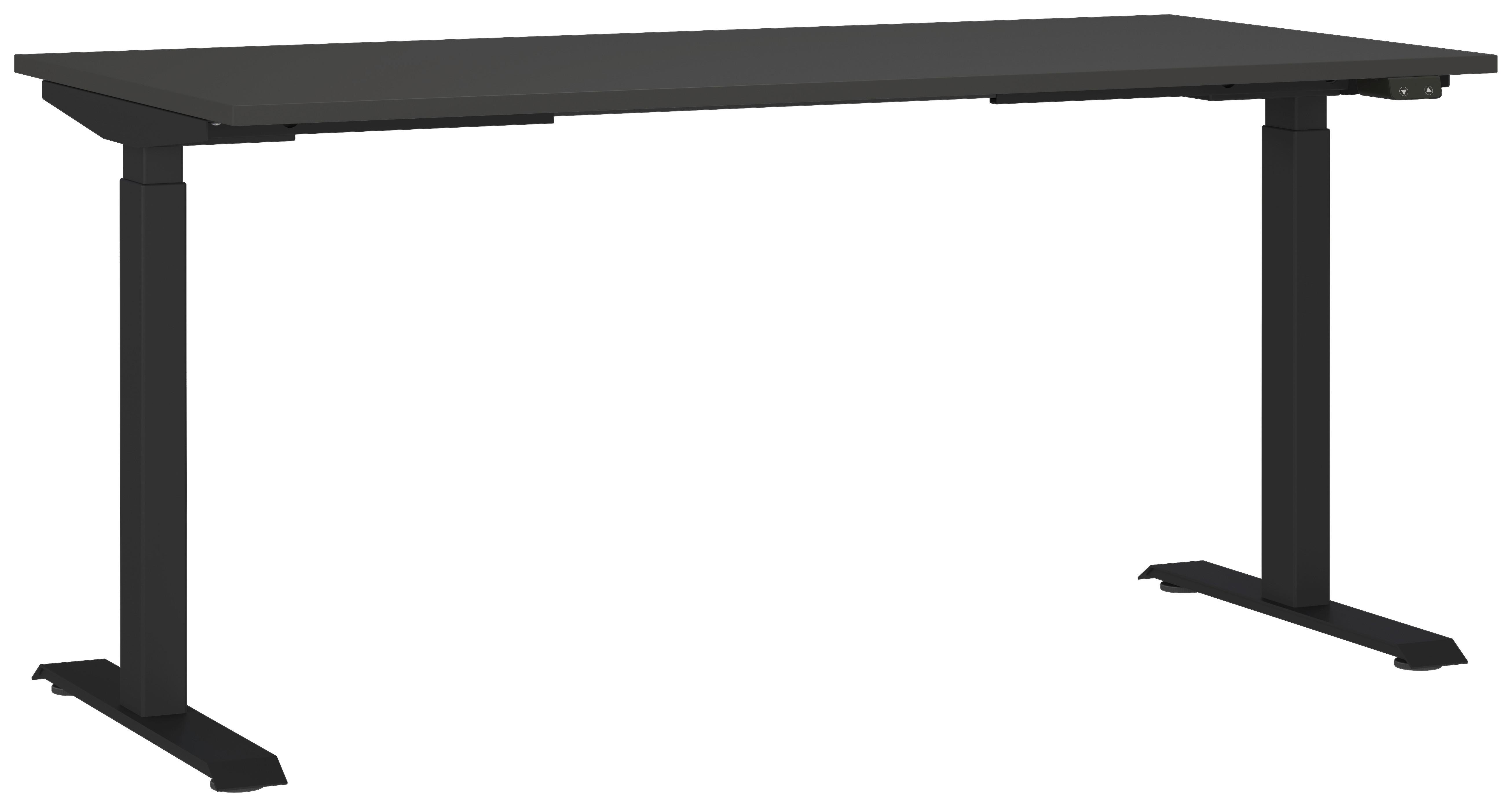 Schreibtisch Schwarz/Graphitfarben L: 160cm - Schwarz/Graphitfarben, MODERN, Holzwerkstoff/Metall (160/80/72-120cm) - Germania