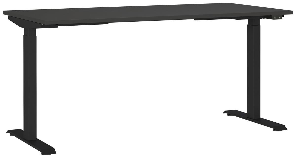 Schreibtisch Schwarz/Graphitfarben L: 160cm - Schwarz/Graphitfarben, MODERN, Holzwerkstoff/Metall (160/80/72-120cm) - Germania