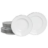 Tafelservice Maria Theresia Weiß, Platinfarben 12--Teilig - Platinfarben/Weiß, Basics, Keramik - Creatable