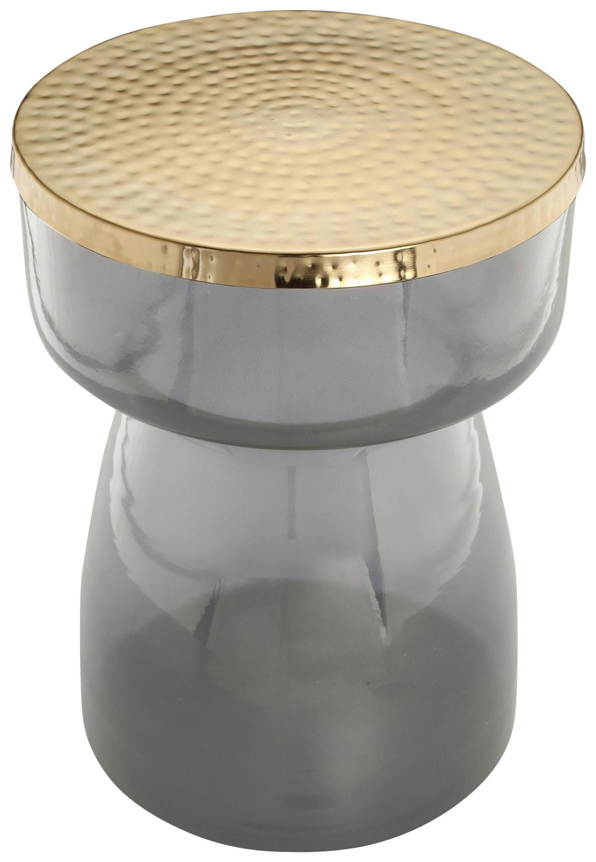 PRÍRUČNÝ STOLÍK ROMAN - sivá/zlatá, Design, kov/sklo (36/48cm) - Kayoom
