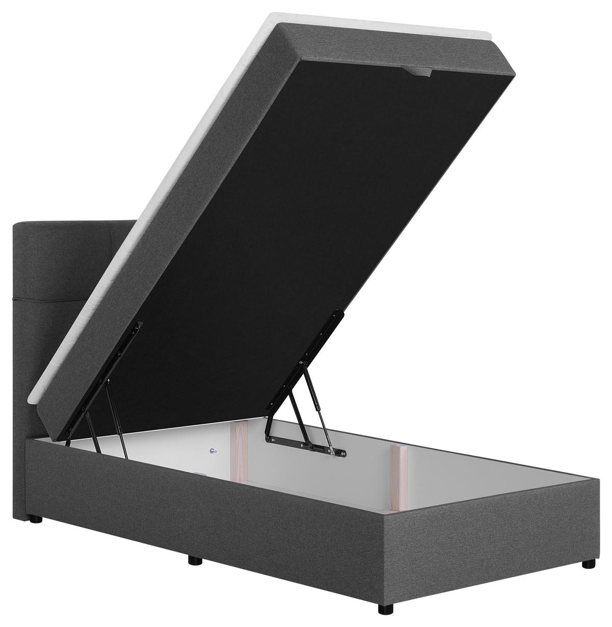 Boxbett Paros 100 100x200 Silberfarben/Hellgrau - Silberfarben/Hellgrau, MODERN, Holzwerkstoff/Textil (100/200cm) - MID.YOU