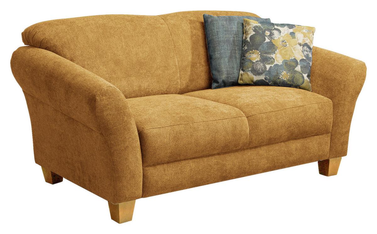 2-Sitzer-Sofa Gotland senfgelb Rücken echt, 163x84x89 cm - Senfgelb/Naturfarben, KONVENTIONELL, Textil (163/84/89cm) - Sit & More