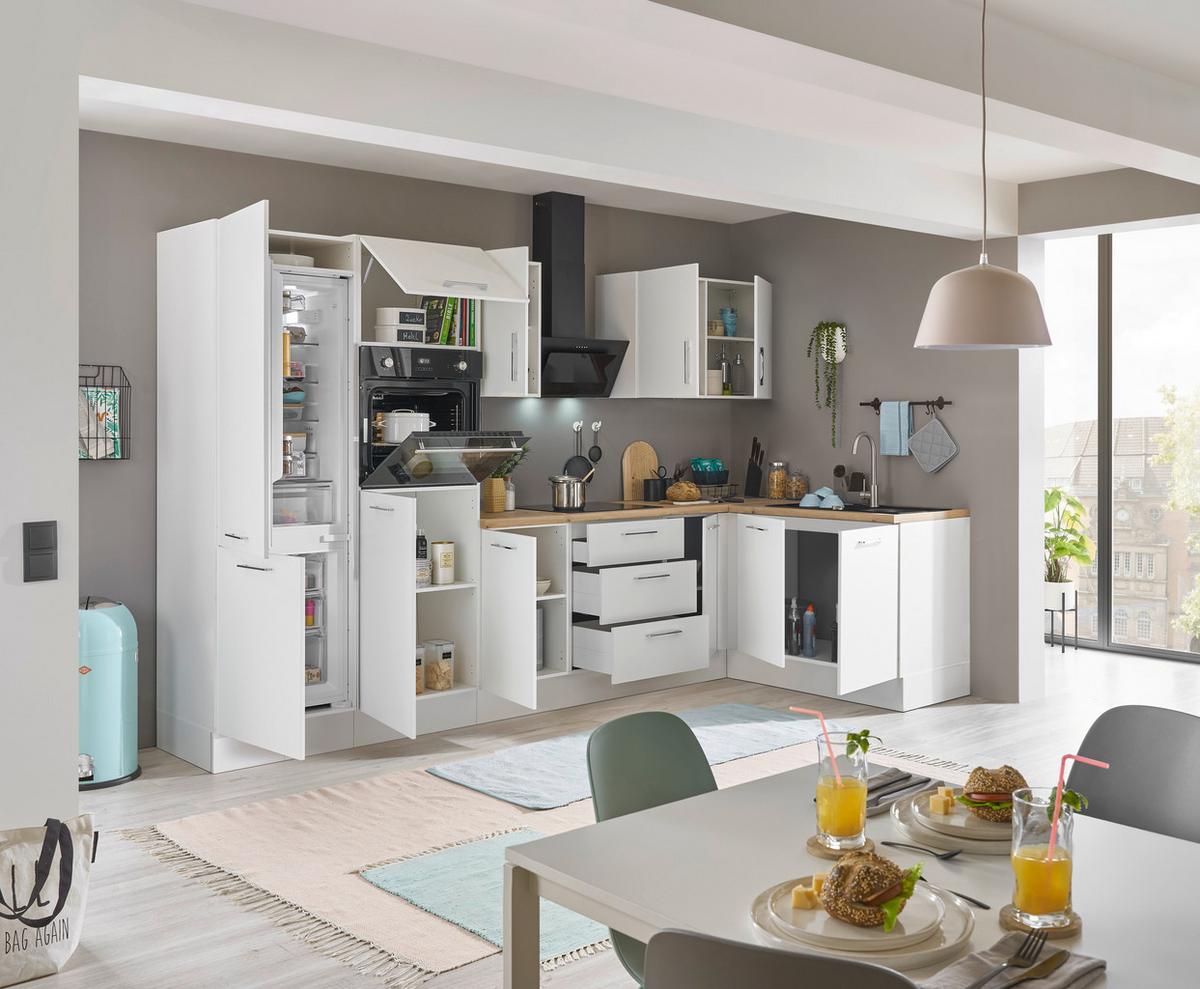 Eckküche Turin Weiß/Eiche Dekor 330x165 cm - Weiß/Eiche Artisan, Basics, Holzwerkstoff (330/165cm) - MID.YOU