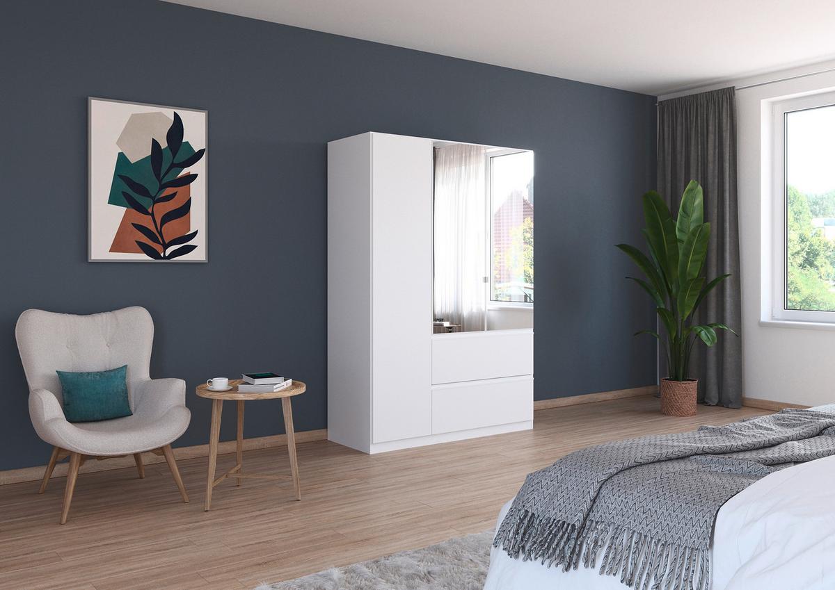 Drehtürenschrank Costa Weiß B: 136 cm - Weiß, MODERN, Holzwerkstoff (136/197/54cm) - Rauch Möbel