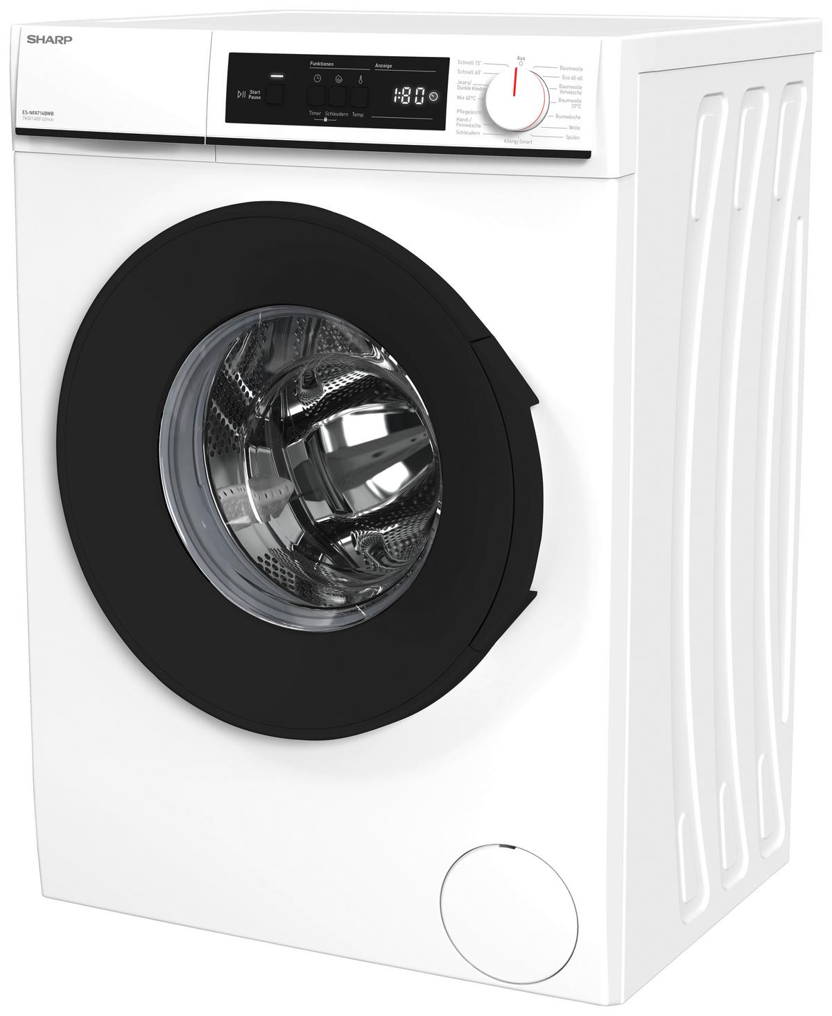Waschmaschine ES-NFA714BWB-DE 7kg 1400 U/Min - Weiß, Basics (59,7/84,5/52,7cm) - Sharp