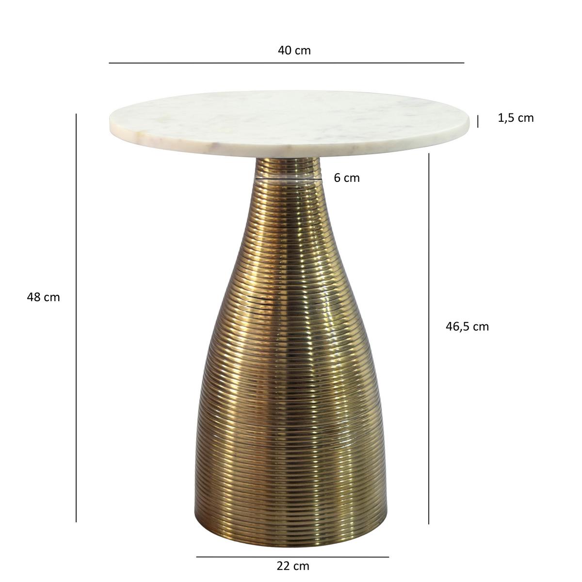 BEISTELLTISCH Weiß L: 40cm - Goldfarben/Weiß, Design, Stein/Metall (40/40/48cm) - Livetastic