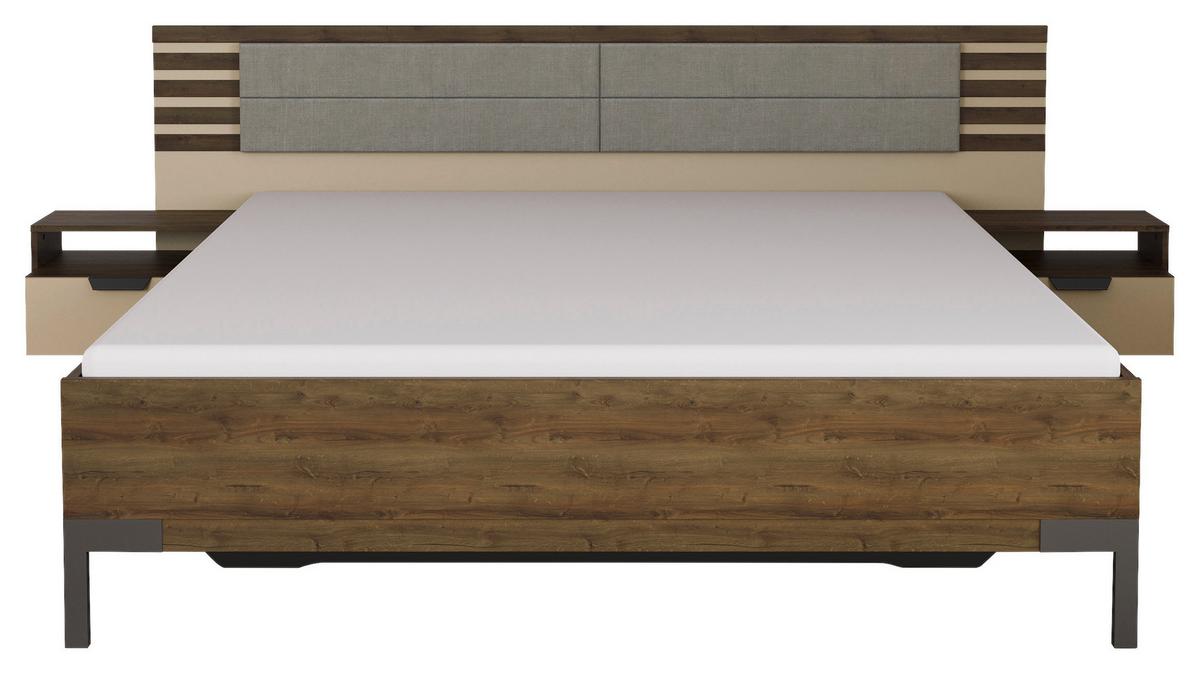 Bettanlage Barea Champagner Eiche Dekor - Eiche dunkel/Champagner, MODERN, Holzwerkstoff (180/200cm) - Rauch Möbel