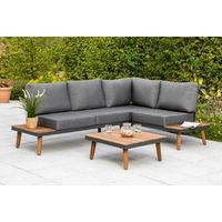 Loungegarnitur Attika Akazie Echtholz mit Kissen - Graphitfarben/Braun, KONVENTIONELL, Holz/Textil (211/28/152,5cm) - Gardenson