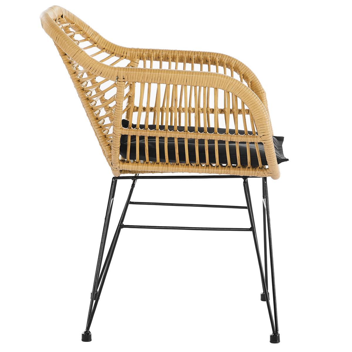 Armlehnstuhl-set Naturfarben/schwarz B: 56 Cm - Schwarz/Naturfarben, MODERN, Kunststoff/Metall (56/80/59cm) - Livetastic