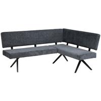 Eckbank Chios Leinenoptik Grau, S: 150x190cm - Dunkelgrau/Schwarz, KONVENTIONELL, Textil/Metall (150/190cm) - MID.YOU