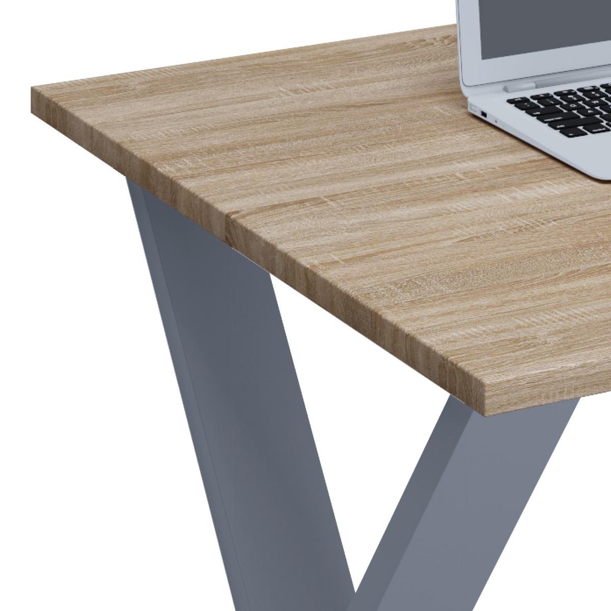 Schreibtisch Lona Sonoma Eiche B: 50 cm - Silberfarben/Sonoma Eiche, MODERN, Holzwerkstoff/Metall (140/50/76cm) - MID.YOU
