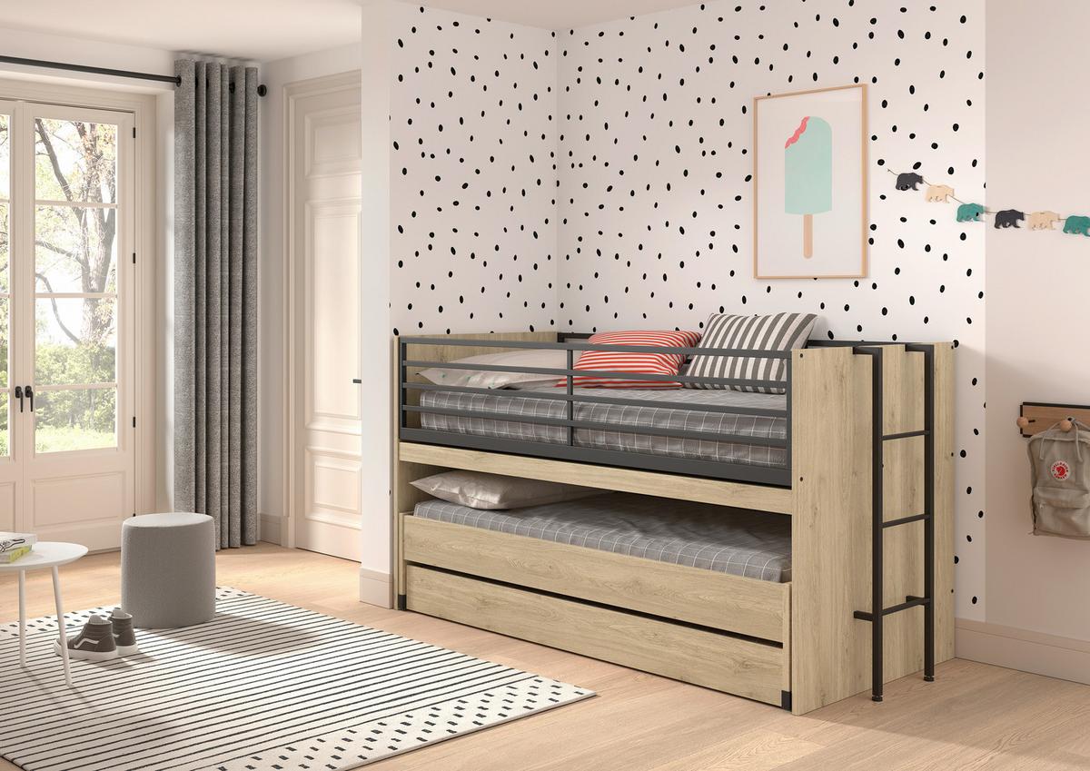 Hochbett Sam - Eichefarben, MODERN, Holzwerkstoff (90/200cm) - MID.YOU