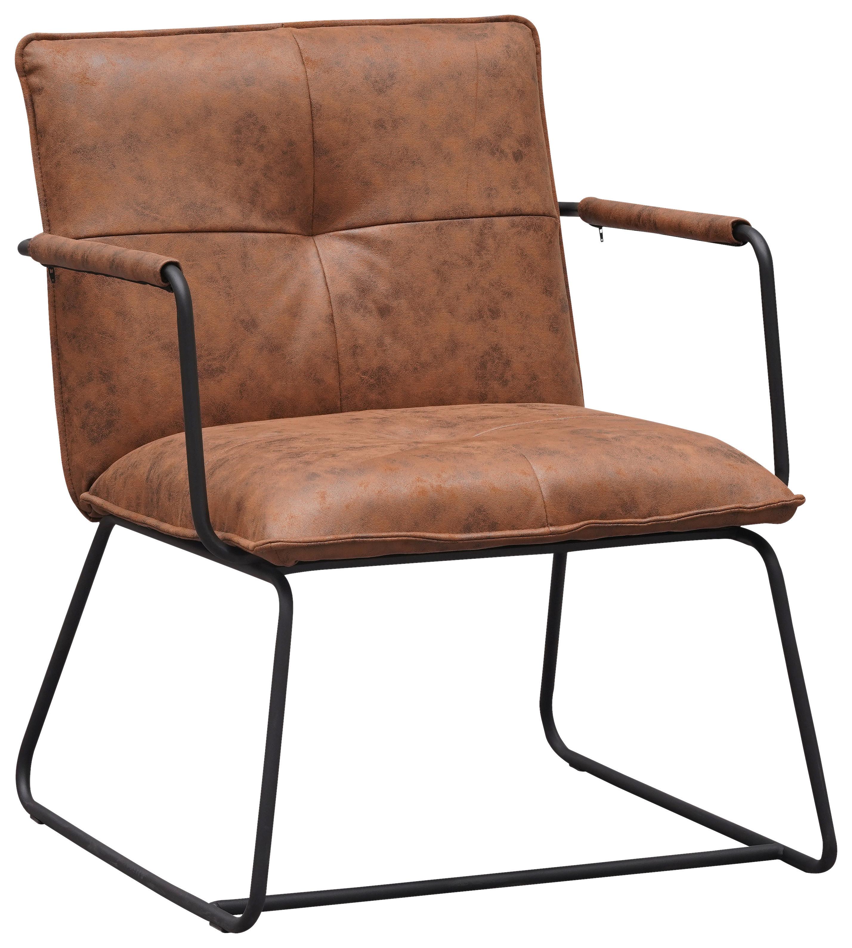 Sessel Bilbao - Cognac/Schwarz, MODERN, Textil/Metall (65/80/68cm) - MID.YOU