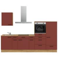 Küchenleerblock Easytouch Low-Line, L4 Rechts - Eichefarben/Rot, MODERN, Holzwerkstoff (300cm) - Nobilia