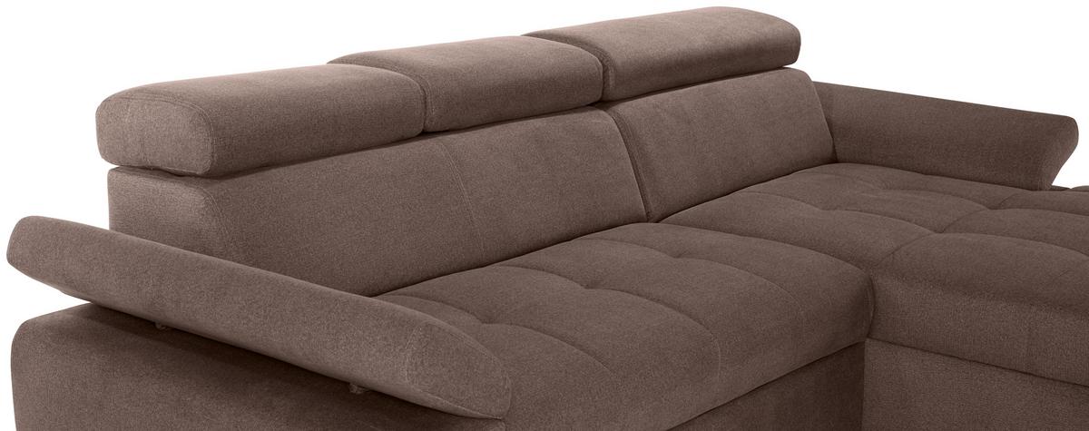 Ecksofa Mit Bettkasten Perry Braun 292x183 Cm - Silberfarben/Braun, Design, Textil (292/183cm) - Livetastic