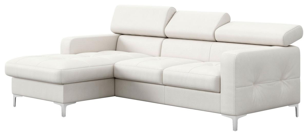 Ecksofa Mit Schlaffunktion Sammy Hellgrau Leder - Chromfarben/Hellgrau, Design, Leder (168/227cm) - Livetastic
