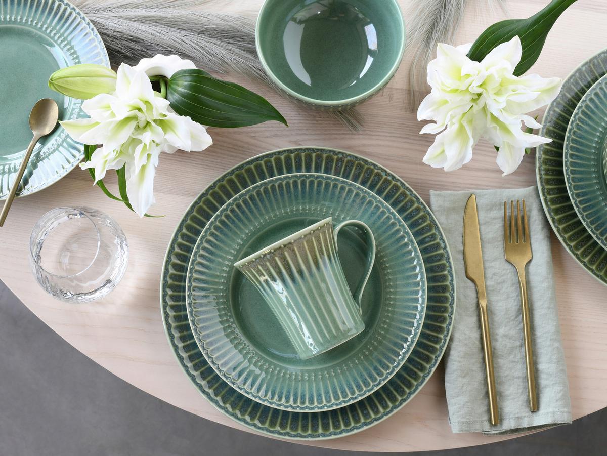 Kombiservice Celadon Grün Steinzeug, 4 Pers., 16-teilig - Salbeigrün, Basics, Keramik - Creatable