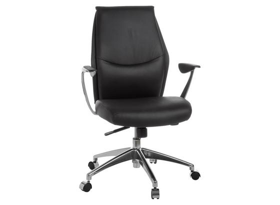 Schreibtischstuhl Oxford 2 B: ca. 68 cm Schwarz - Silberfarben/Schwarz, MODERN, Leder/Kunststoff (68/99/58cm) - Livetastic Schreibtischstuhl Oxford 2 B: ca. 68 cm Schwarz - Silberfarben/Schwarz, MODERN, Leder/Kunststoff (68/99/58cm) - Livetastic