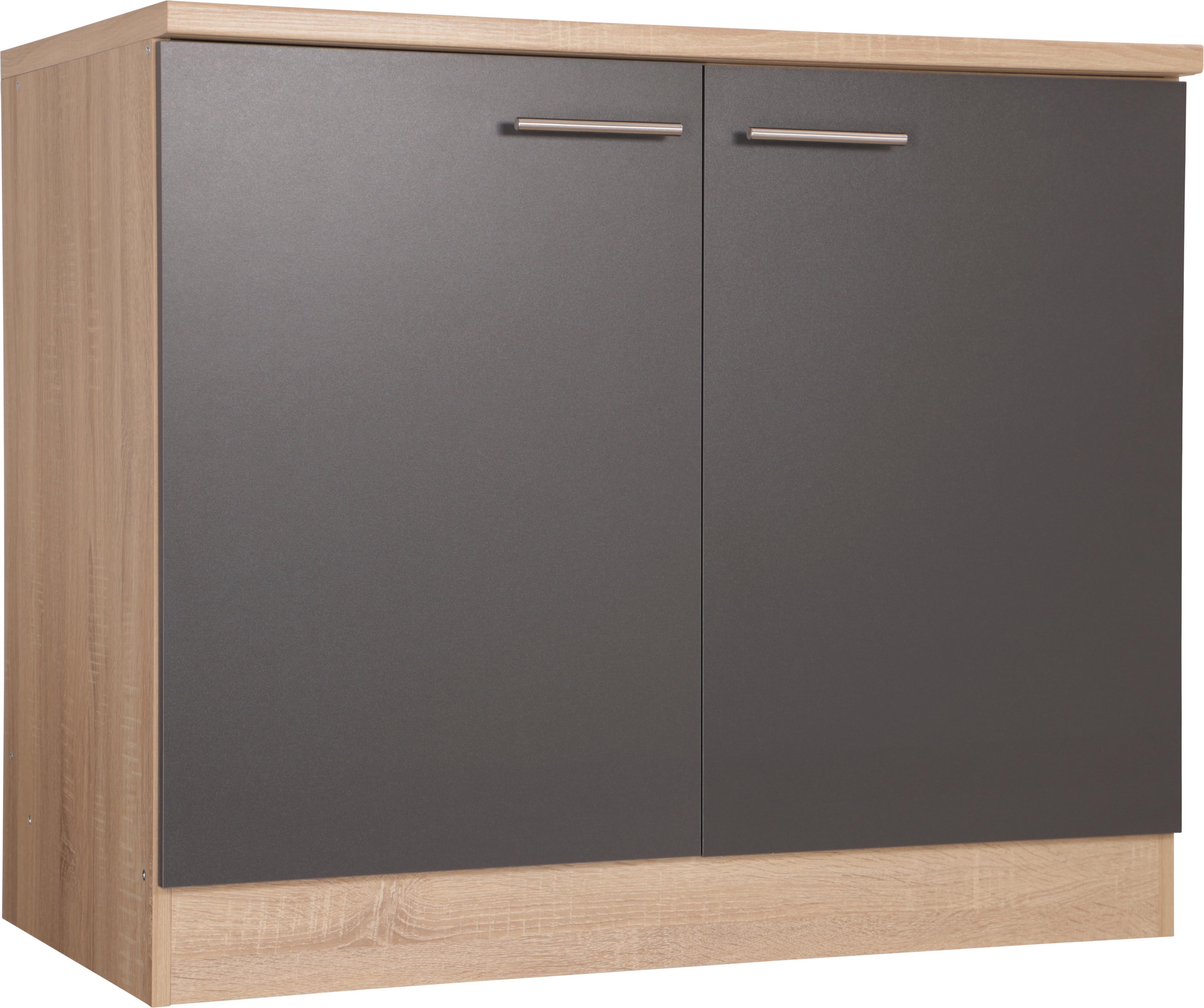 Spülenunterschrank Merle Grau/Eiche Dekor B:100cm - Eichefarben/Grau, Basics, Holzwerkstoff (100/84,8/60cm) - Respekta