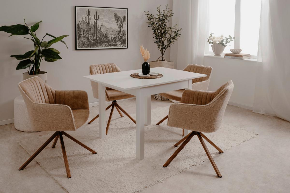 Armlehnstuhl Ray Beige drehbare Sitzfläche - Eichefarben/Beige, KONVENTIONELL, Textil/Metall (58,5/81/60cm) - MID.YOU