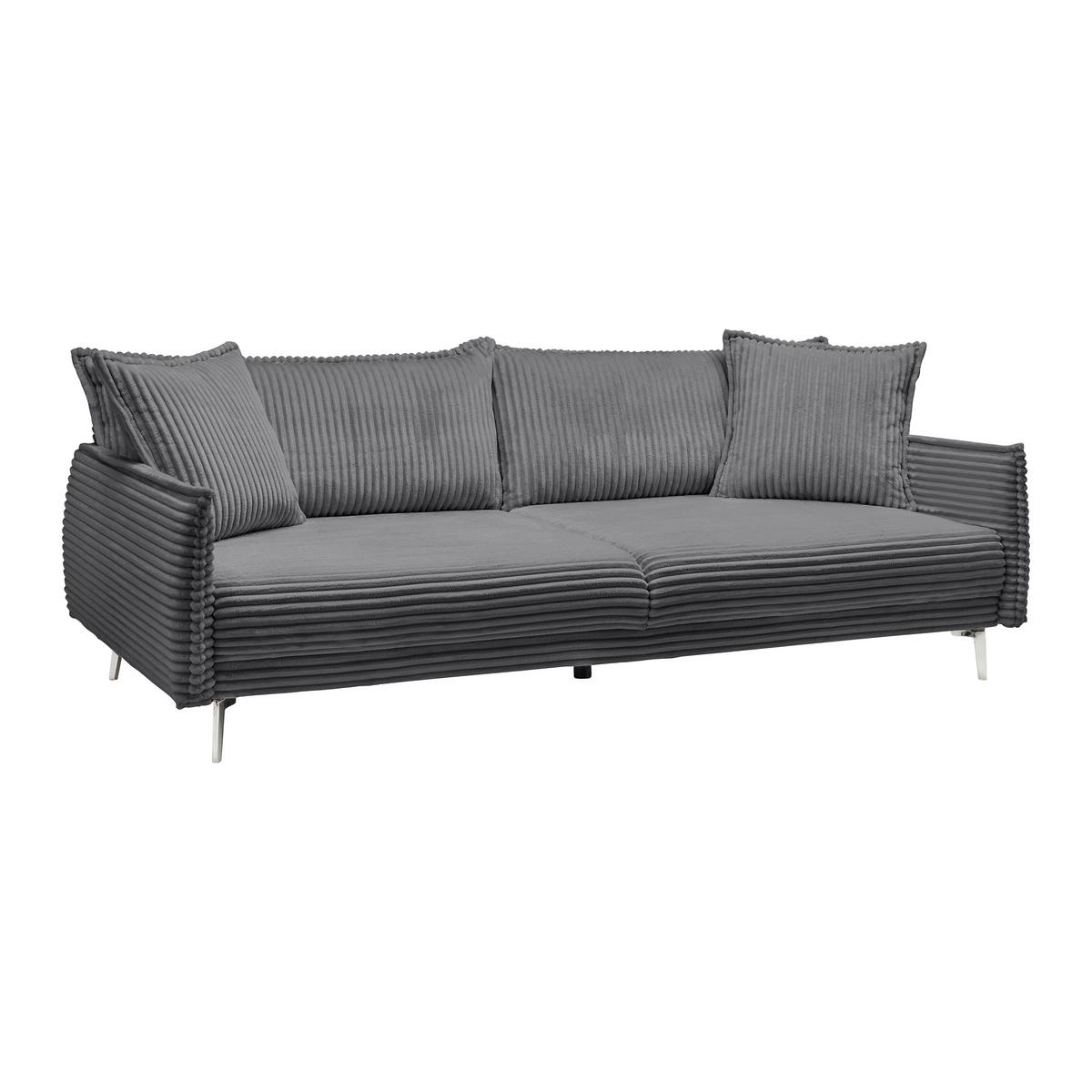 Veľká pohovka KISS -TOP- - chrómová/modrosivá, Modern, kov/drevo (241/90/117cm) - Mömax
