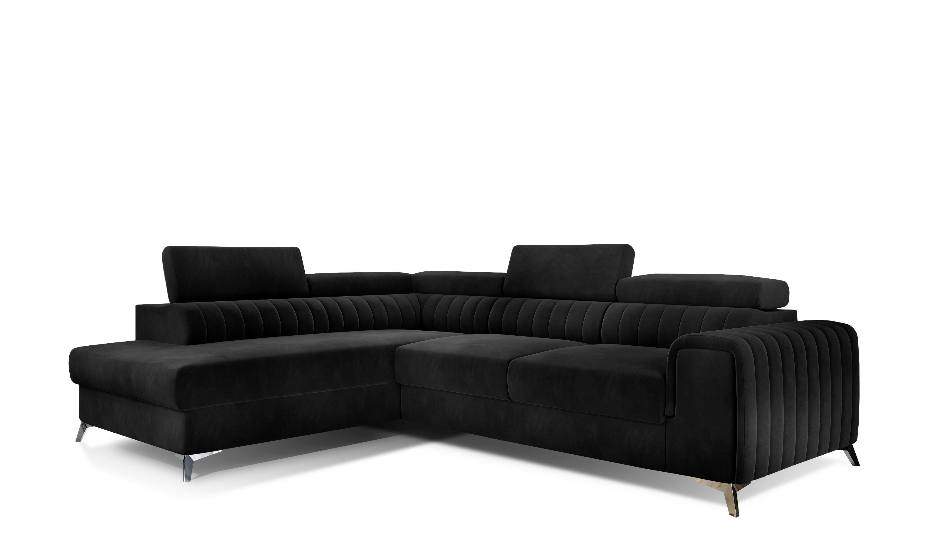 Ecksofa Laurence Schwarz S: 205x278 cm - Silberfarben/Schwarz, Design, Textil (205/278cm) - MID.YOU