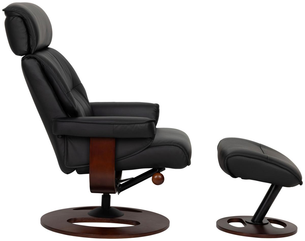 Relaxsessel Calm Schwarz B: 76 Cm - Walnussfarben/Schwarz, Basics, Leder/Holz (76/106/90cm) - Livetastic