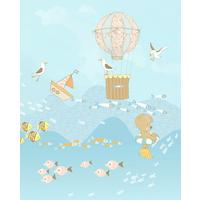 Vliestapete Wavy Venture - Hellblau, Basics (200/250cm) - Komar