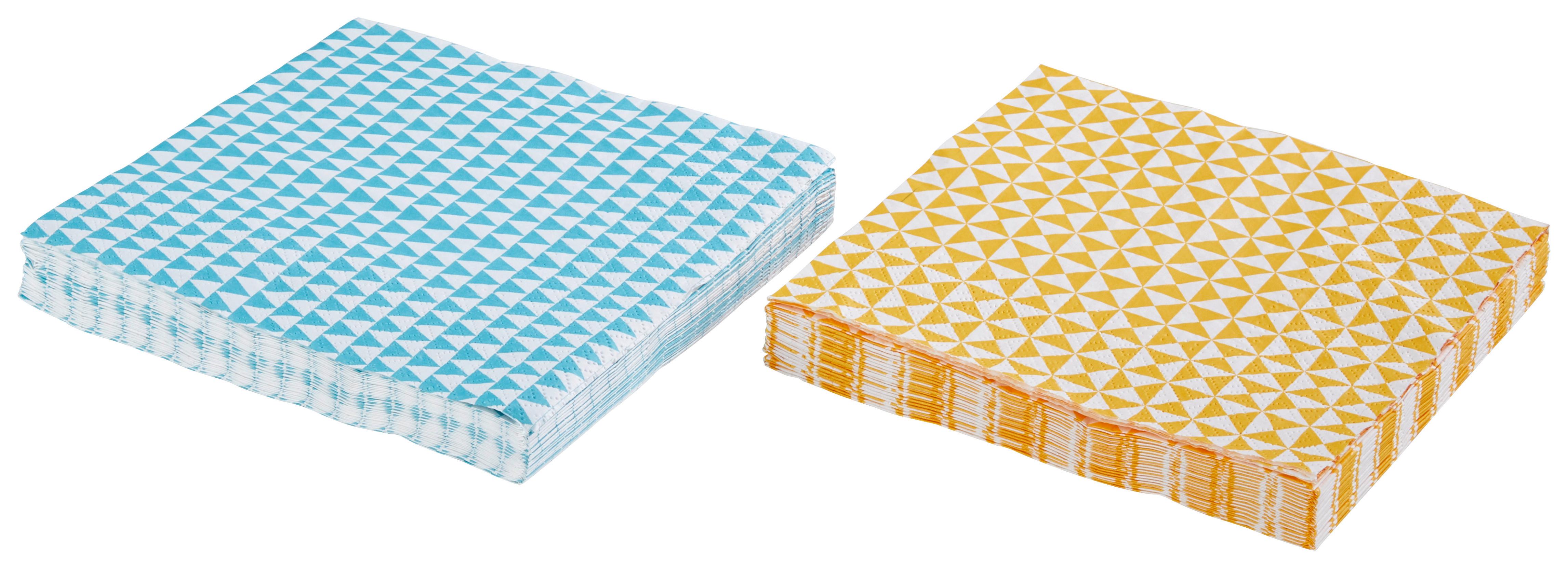 Serviette Goma Absraktes Gelb/Blau 20 Stk., 17x17 cm