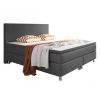 Boxspringbett mit Topper 180x200 Berlin - Anthrazit/Silberfarben, KONVENTIONELL, Textil (180/200cm) - MID.YOU