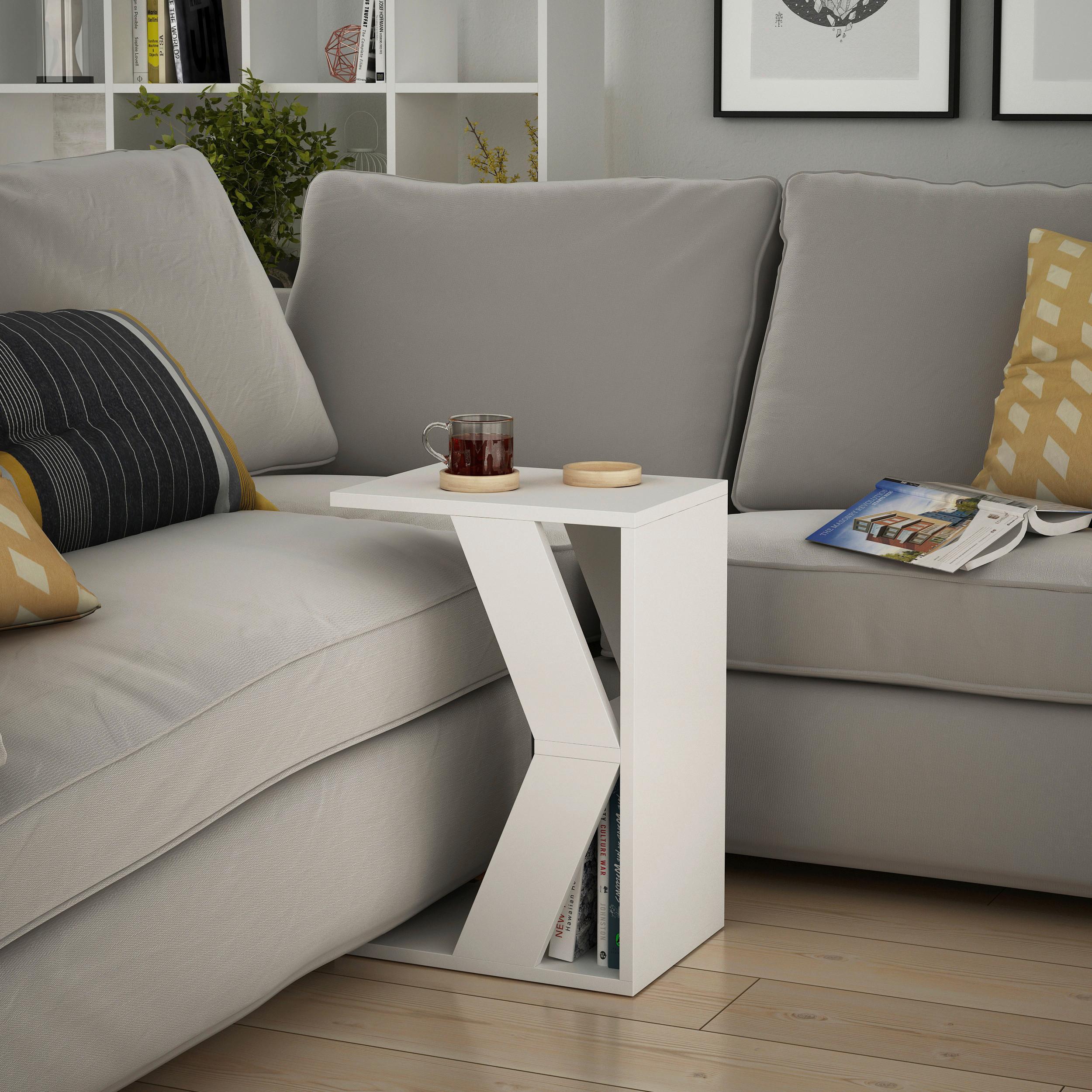 Beistelltisch Naze Beistelltisch - Weiß, Design, Holzwerkstoff (30/57/40cm) - Livetastic