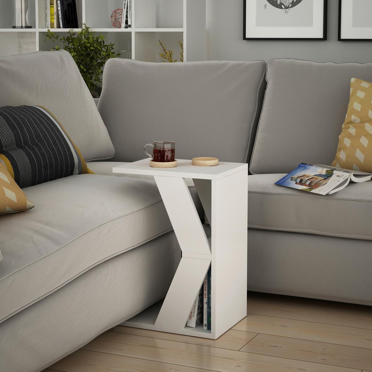 Beistelltisch Naze Beistelltisch - Weiß, Design, Holzwerkstoff (30/57/40cm) - Livetastic