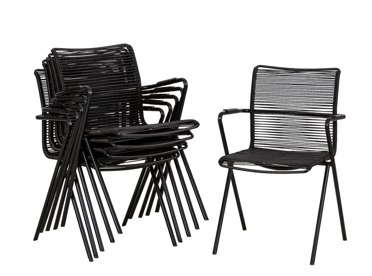 Gartensessel-Set 6-Tlg. Stapelbar Alpha Rope Aluminium - Anthrazit/Schwarz, Basics, Kunststoff/Metall (55/57/83cm) - Acamp