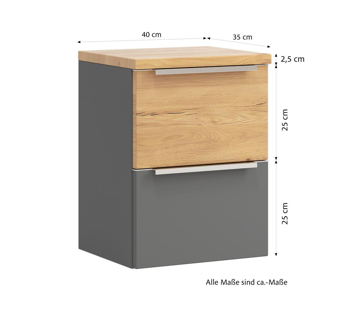 UNTERSCHRANK Verona Grau/Wildeiche B: 40cm - Wildeiche/Grau, Trend, Holzwerkstoff (40/54/35cm) - Held