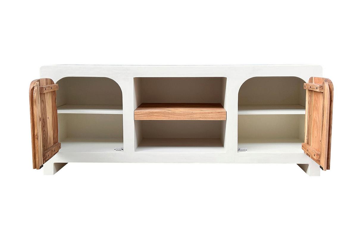LOWBOARD Naturfarben/Weiß B: 150cm - Weiß/Naturfarben, Design, Holz/Holzwerkstoff (150/60/40cm) - MID.YOU